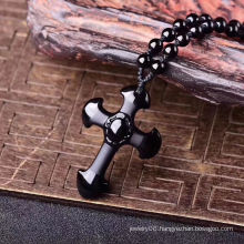 Wholesale high quality Natural Obsidian Cross Pendant Necklace